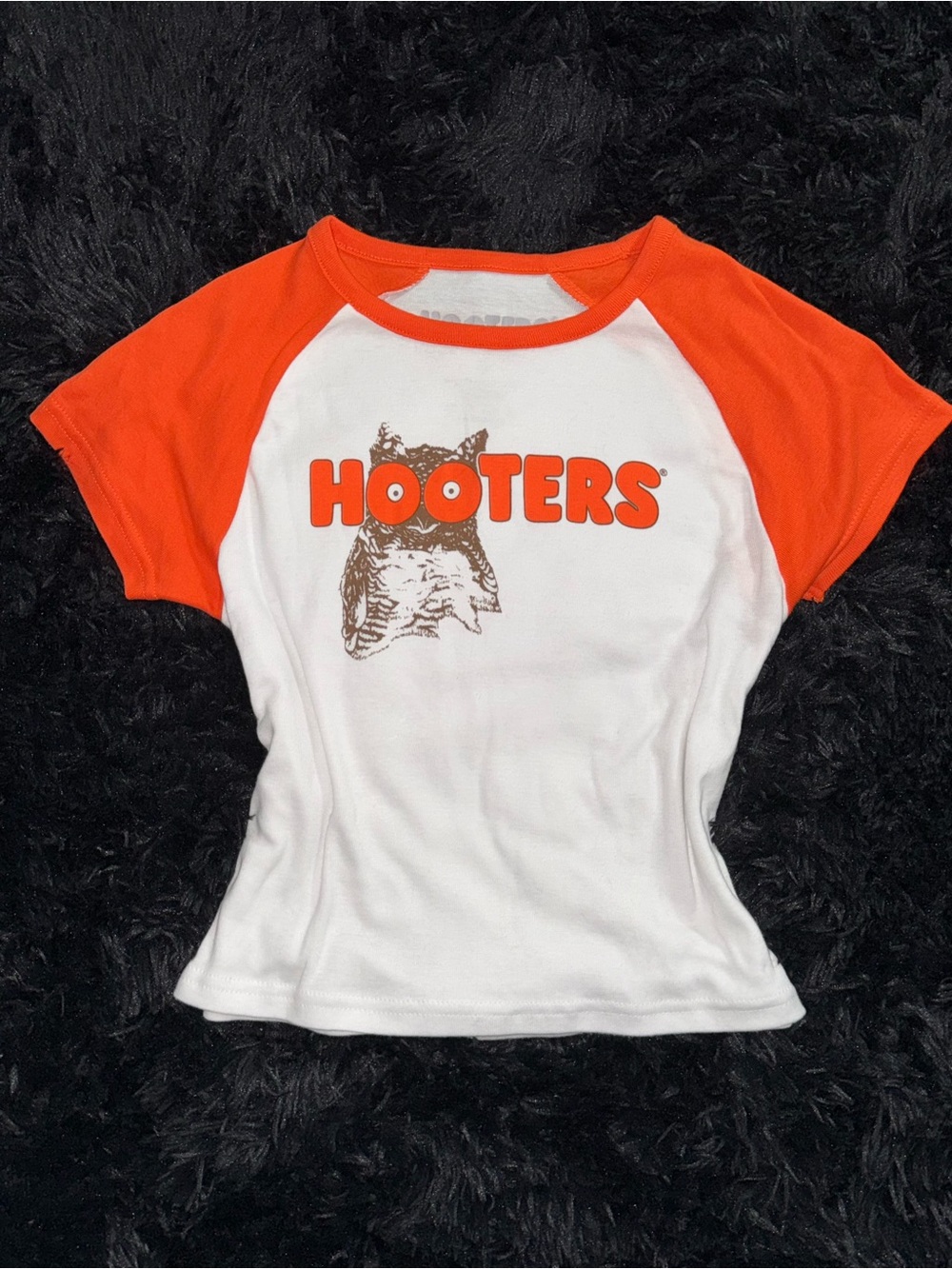 Hooters Orange & White Crop Top